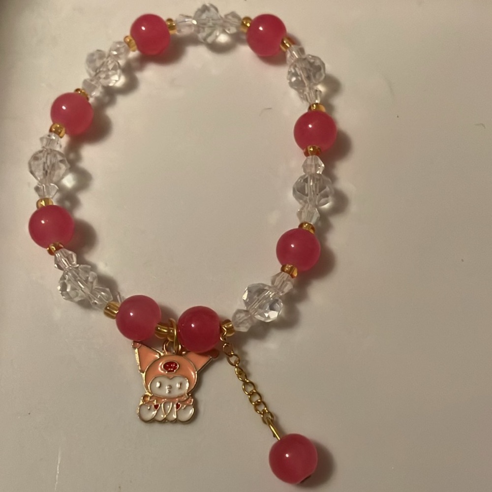 Pink Kuromi Glass Beaded Bracelet